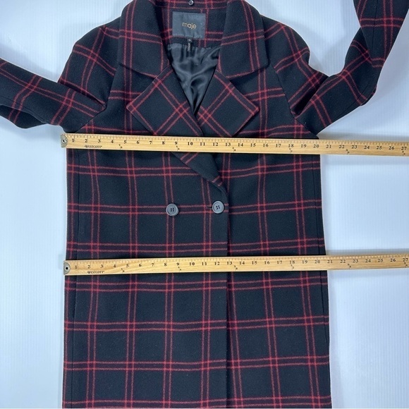 Maje Coat Sz 36 Plaid Wool Blend - Picture 7 of 16